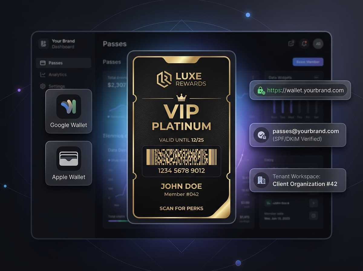 Branded Wallet pass served on wallet.yourbrand.com