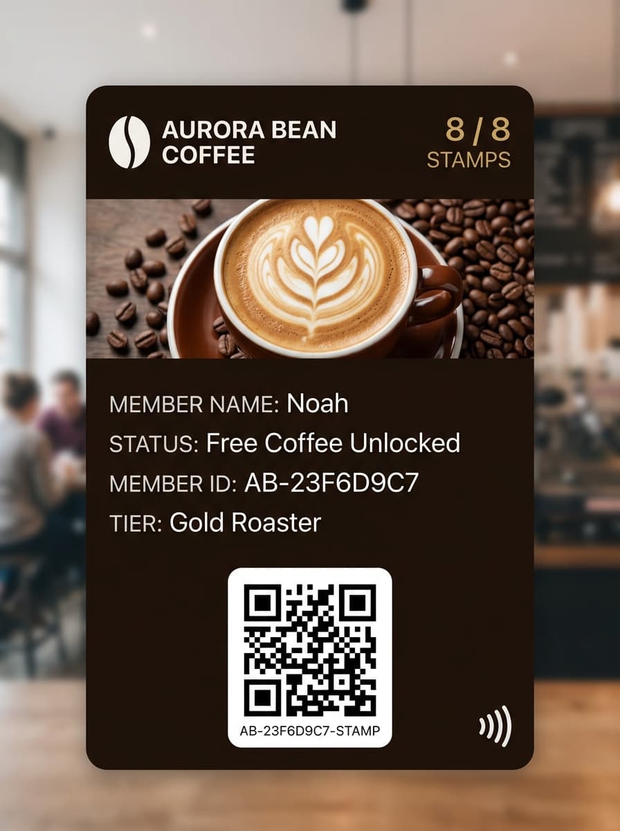 AURORA BEAN COFFEE - Apple Wallet & Google Wallet Loyalty Cards
