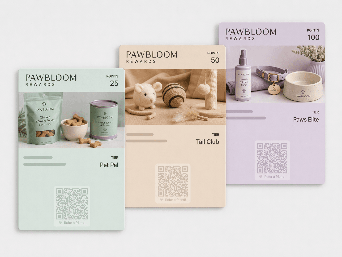 Pawbloom Rewards loyalty pass — pet store tiers