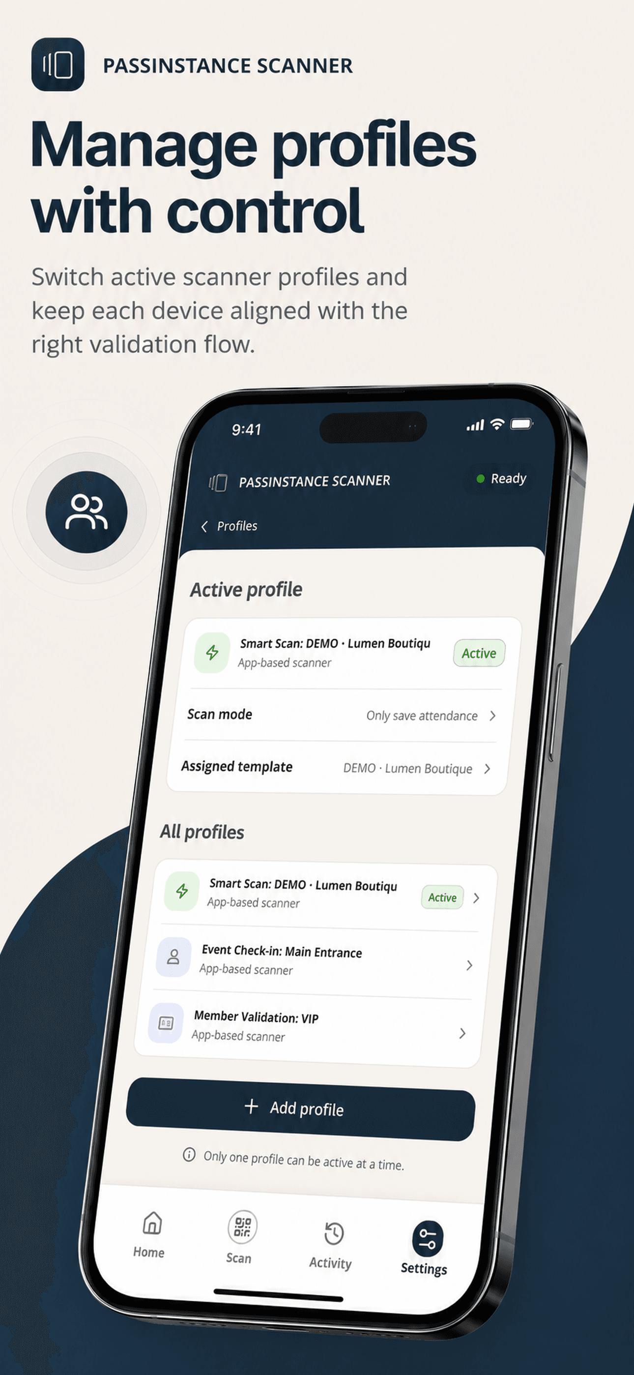 Passinstance Scanner profile management